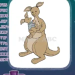 Loving Kangaroo Mother and Baby Joey with Blue Sweater Embroidery Designs - Instant Download
