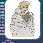 Princess Cinderella Bride Wedding Dress Bouquet Floral Embroidery Designs - Instant Download