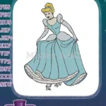 Classic Cinderella princess blue ball gown embroidery designs - Instant Download