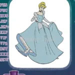 Cinderella Princess in Blue Ball Gown Embroidery Designs - Instant Download