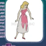 Sad Cinderella in torn pink dress princess embroidery designs - Instant Download