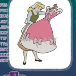 Cinderella in maid outfit holding pink dress embroidery designs - Instant Download