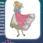 Surprised Cinderella in Pink Flowing Dress Classic Embroidery Designs - Instant Download