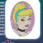 Cinderella Princess Blonde Hair Embroidery Designs with Sparkling Stars - Instant Download