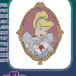 Charming Cinderella Princess Holding Sealed Letter Embroidery Designs - Instant Download