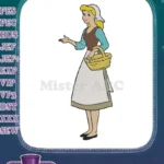 Classic Cinderella with Basket and Maid Outfit Embroidery Designs - Instant Download