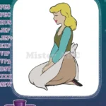 Sweet Cinderella Kneeling in Humble Servant Clothes Embroidery Designs - Instant Download