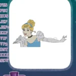 Cinderella Princess Holding Glass Slipper Elegant Embroidery Designs - Instant Download