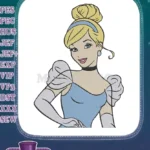 Elegant Cinderella Princess Blue Gown Blonde Updo Embroidery Designs - Instant Download
