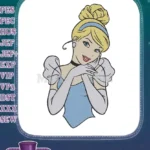 Elegant Cinderella princess fairytale embroidery designs with blue gown and gloves - Instant Download
