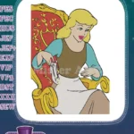 Fairy tale princess Cinderella trying on glass slipper embroidery designs - Instant Download