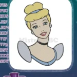 Classic Cinderella Princess Blonde Hair Blue Dress Embroidery Designs - Instant Download