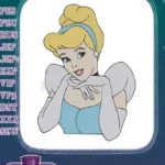 Beautiful Cinderella Princess Blowing Kiss Blonde Hair Embroidery Designs - Instant Download