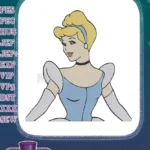 Beautiful Cinderella Princess Blue Ball Gown Embroidery Designs - Instant Download