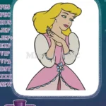 Beautiful Princess Cinderella Blonde Hair Blue Eyes Embroidery Designs - Instant Download