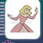 Elegant Princess with Blonde Hair and Pink Dress Embroidery Designs - Instant Download