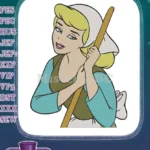 Cinderella Maid with Broom Classic Cartoon Embroidery Designs - Instant Download