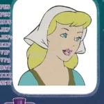 Classic Cinderella Princess Maid Embroidery Designs with Blonde Hair and Bonnet - Instant Download