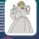 Happy Cinderella Bride in Elegant Wedding Dress Embroidery Designs - Instant Download