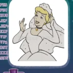 Cinderella Princess Bride Wedding White Dress Embroidery Designs - Instant Download