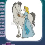 Cinderella Princess Grooming White Horse Cartoon Embroidery Designs - Instant Download