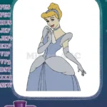 Cinderella in her iconic blue ball gown elegant embroidery designs - Instant Download