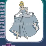 Cinderella Princess Blue Ball Gown Elegant Embroidery Designs - Instant Download