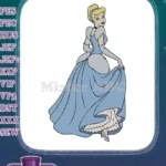 Elegant Cinderella Blue Ball Gown Princess Embroidery Designs - Instant Download