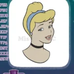 Smiling Cinderella Princess Blonde Hair Blue Headband Elegant Embroidery Designs - Instant Download