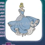 Cinderella Princess Blue Ball Gown Elegant Embroidery Designs - Instant Download