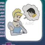 Enchanting Cinderella thinking of Prince Charming fairytale embroidery designs - Instant Download