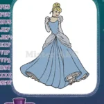 Beautiful Cinderella Princess Blue Gown Fairy Tale Embroidery Designs - Instant Download