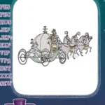 Magical Cinderella pumpkin carriage with driver and horses embroidery designs - Instant Download
