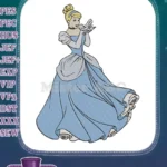 Beautiful Cinderella princess holding glass slipper fairy tale embroidery designs - Instant Download