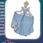 Cinderella in Blue Ball Gown Princess Embroidery Designs - Instant Download
