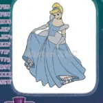 Cinderella Princess Blue Ball Gown Fairytale Embroidery Designs - Instant Download