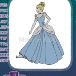 Elegant Cinderella Princess blue ball gown embroidery designs - Instant Download