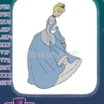 Elegant Cinderella Princess in Blue Ball Gown Embroidery Designs - Instant Download