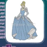 Beautiful Cinderella Fairy Tale Princess Blue Gown Embroidery Designs - Instant Download