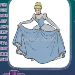 Cinderella Princess Blue Ball Gown Elegant Embroidery Designs - Instant Download