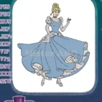 Fairytale Cinderella princess blue ball gown flowing dress embroidery designs - Instant Download