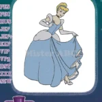 Beautiful Cinderella fairytale princess blue gown embroidery designs - Instant Download