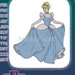 Elegant Cinderella Princess Blue Ball Gown Fairy Tale Embroidery Designs - Instant Download