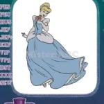 Classic Disney Cinderella Blue Gown with Flower Embroidery Designs - Instant Download