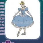 Cinderella Princess Blue Ball Gown Ballet Embroidery Designs - Instant Download