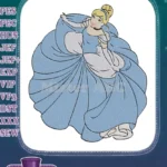 Elegant Cinderella Princess Blue Ball Gown Embroidery Designs - Instant Download