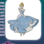 Elegant Cinderella princess blue ball gown beautiful embroidery designs - Instant Download