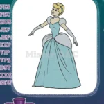 Fairytale princess Cinderella elegant blue gown embroidery designs - Instant Download