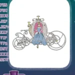Cinderella Princess in Pumpkin Carriage Fantasy Embroidery Designs - Instant Download