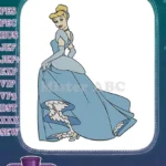 Elegant Disney Princess Cinderella Blue Gown Embroidery Designs - Instant Download